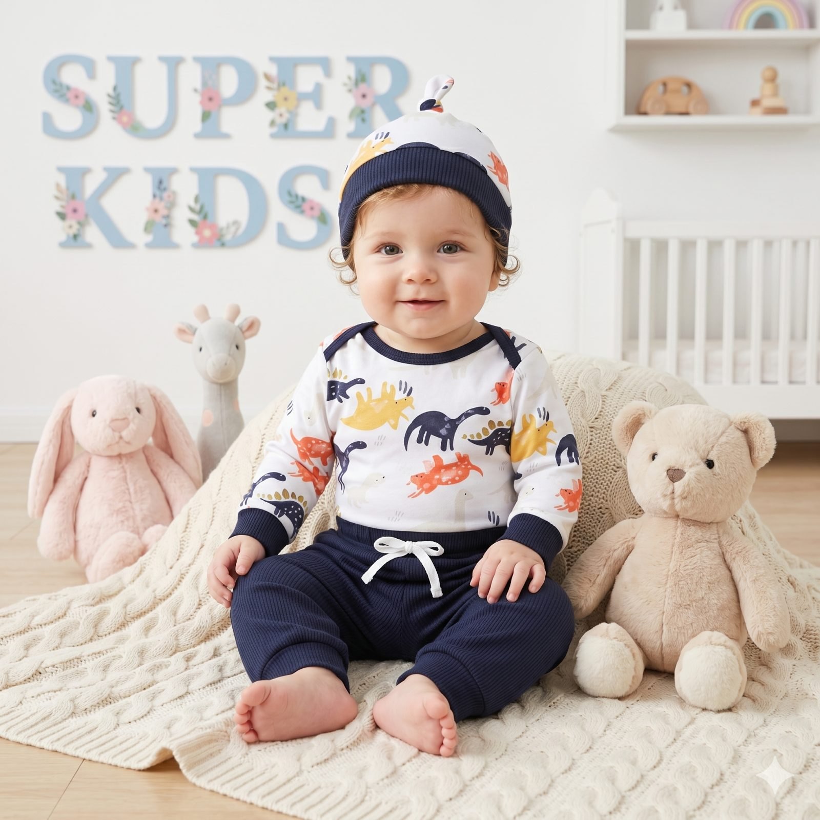 Conjunto set x 3 azul/dinosaurios - Conjuntos y Overoles