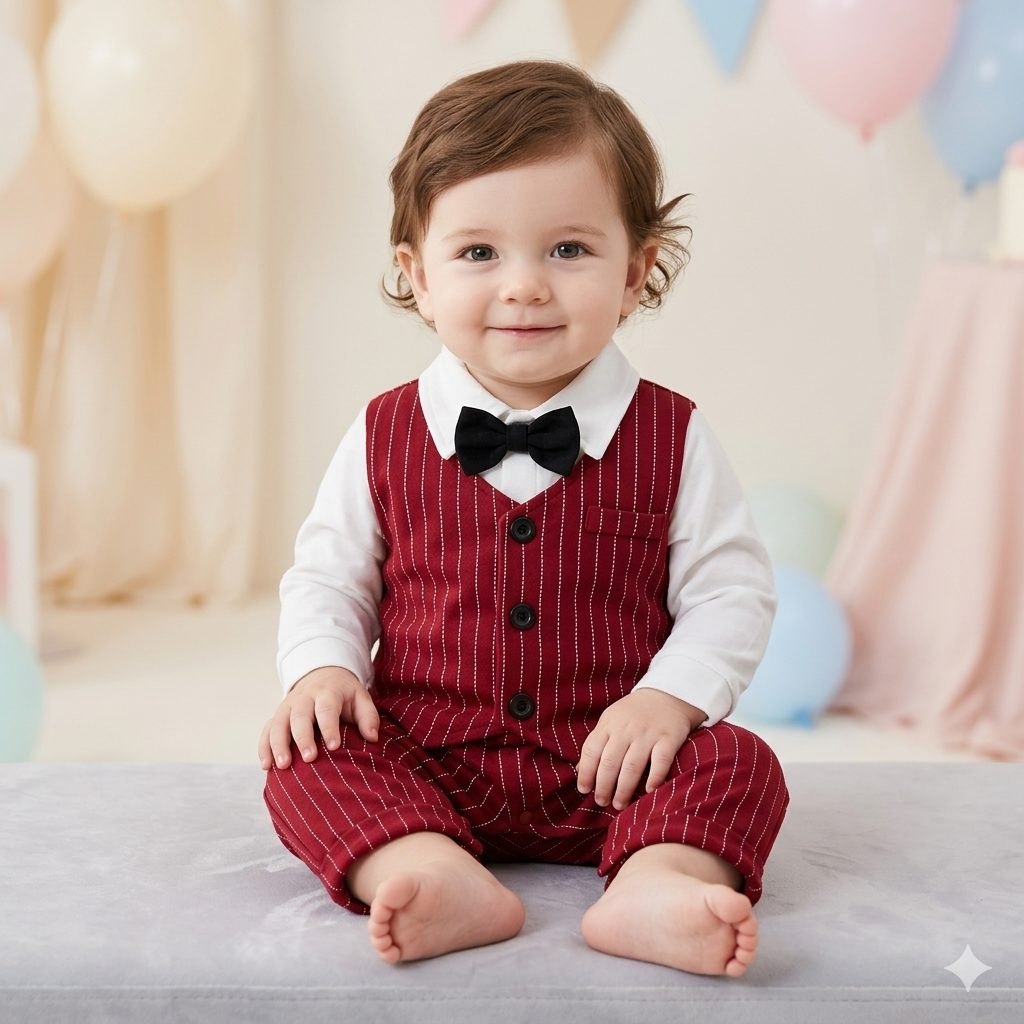 Mameluco vinotinto rayas chaleco. - Mamelucos y Conjuntos Elegantes (foto 2)