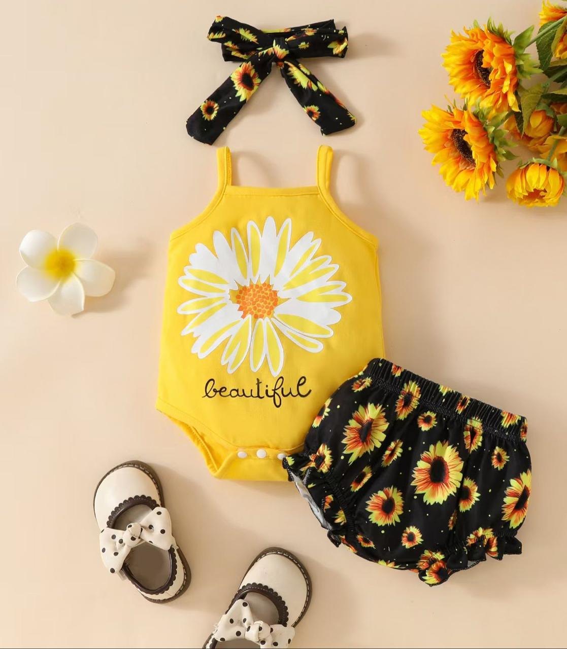 Conjunto Short negro/amarillo girasoles - Conjuntos Short (foto 4)