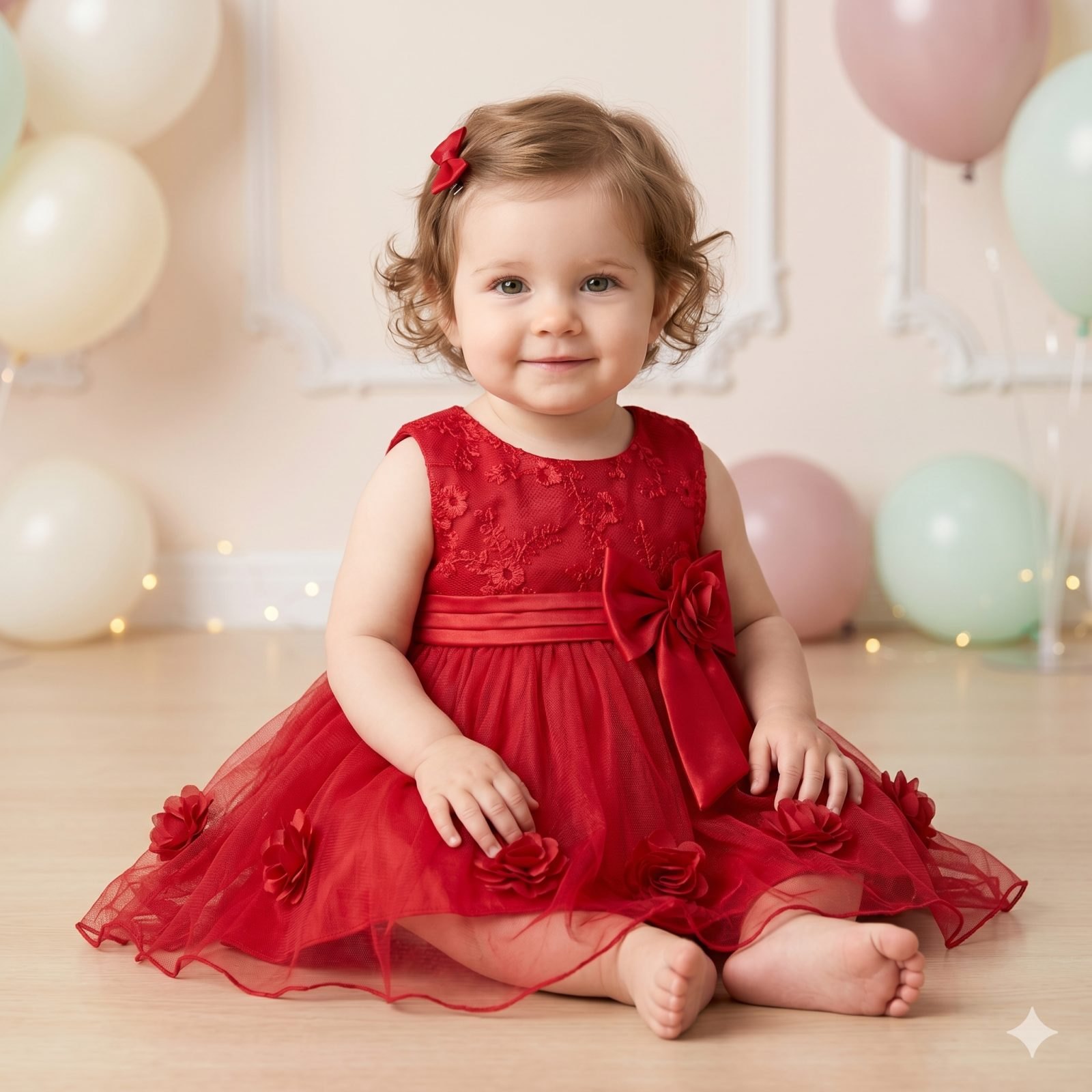 Vestido rojo en tutu rosas - Vestidos Elegantes (foto 3)