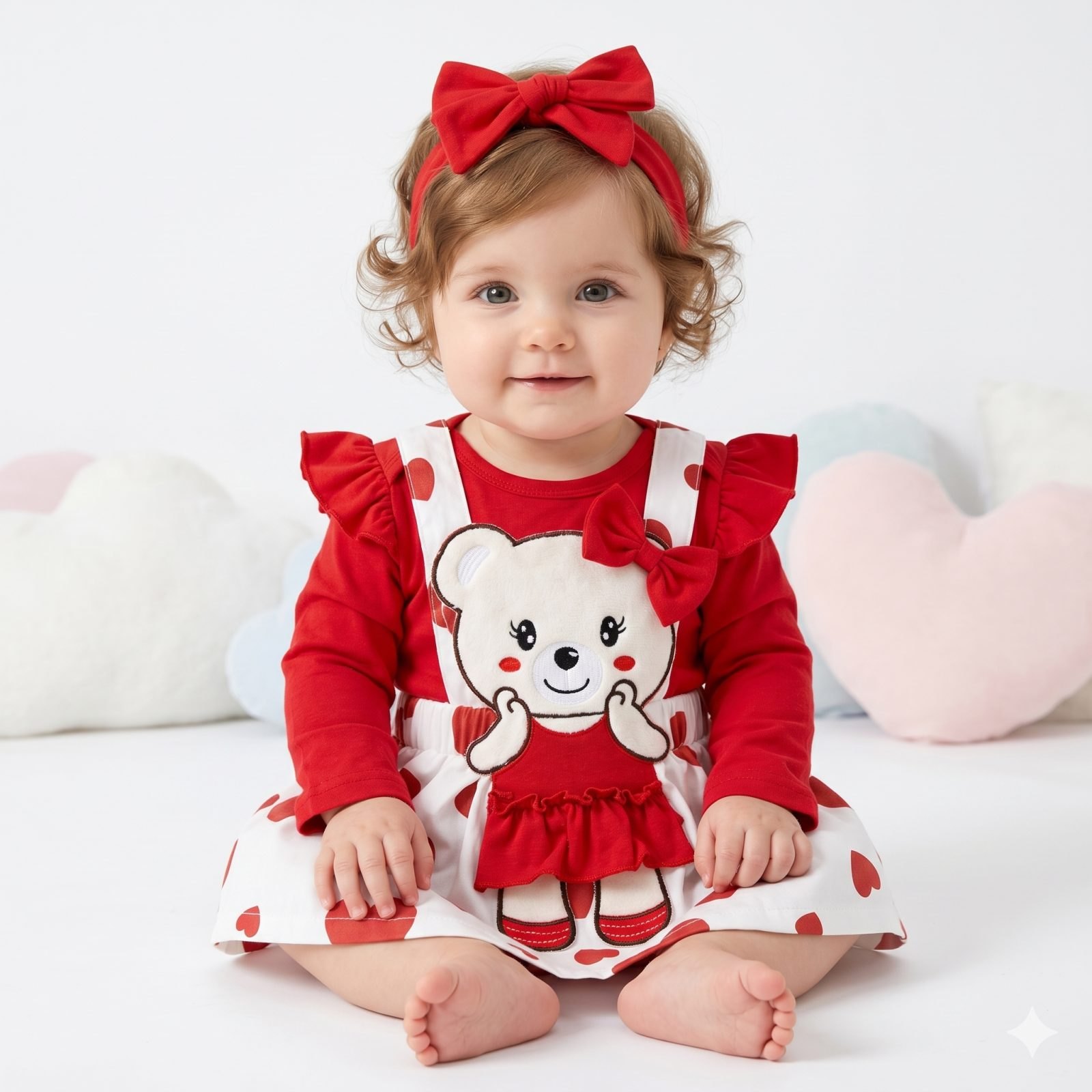Vestido rojo osita manga larga