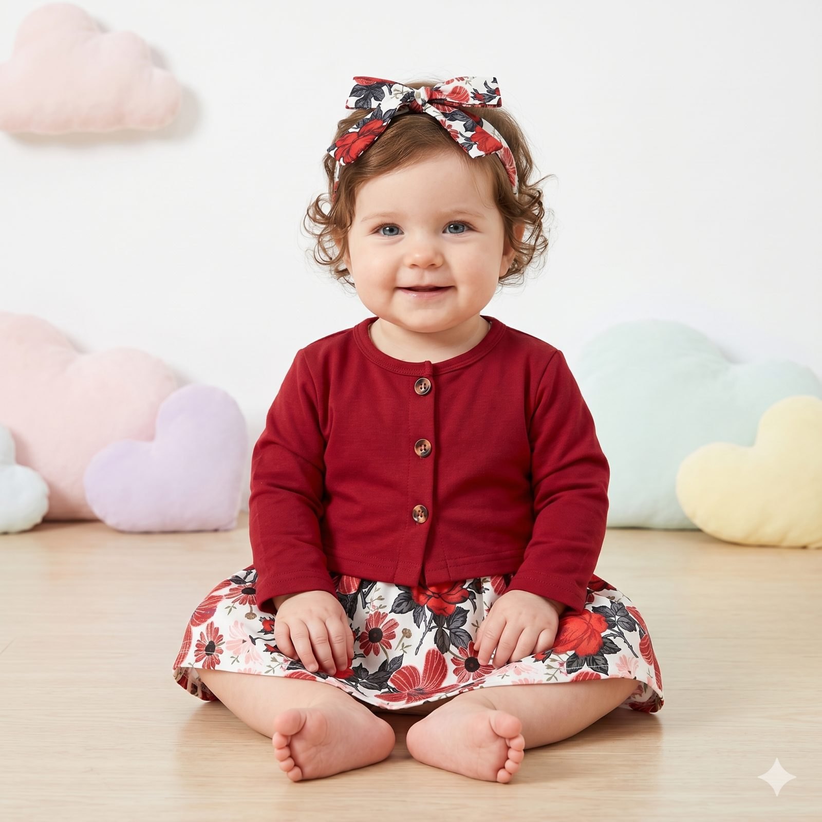 Vestido con saco manga larga vinotinto