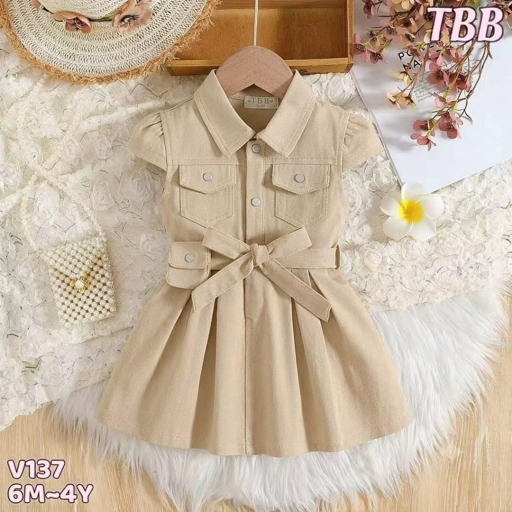 Vestido beige manga corta - Vestidos (foto 3)