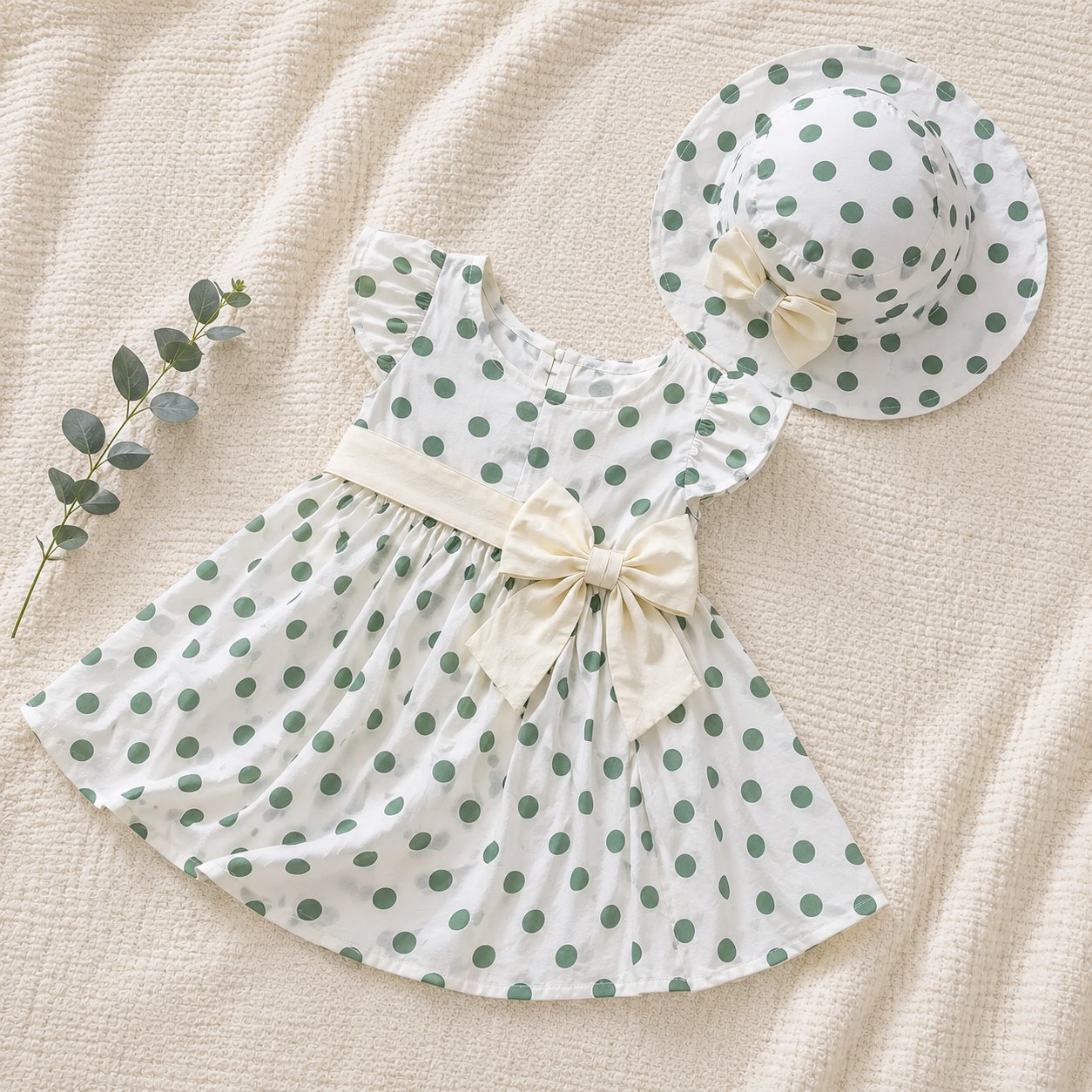 Vestido blanco/lunares verde - Vestidos Elegantes (foto 2)