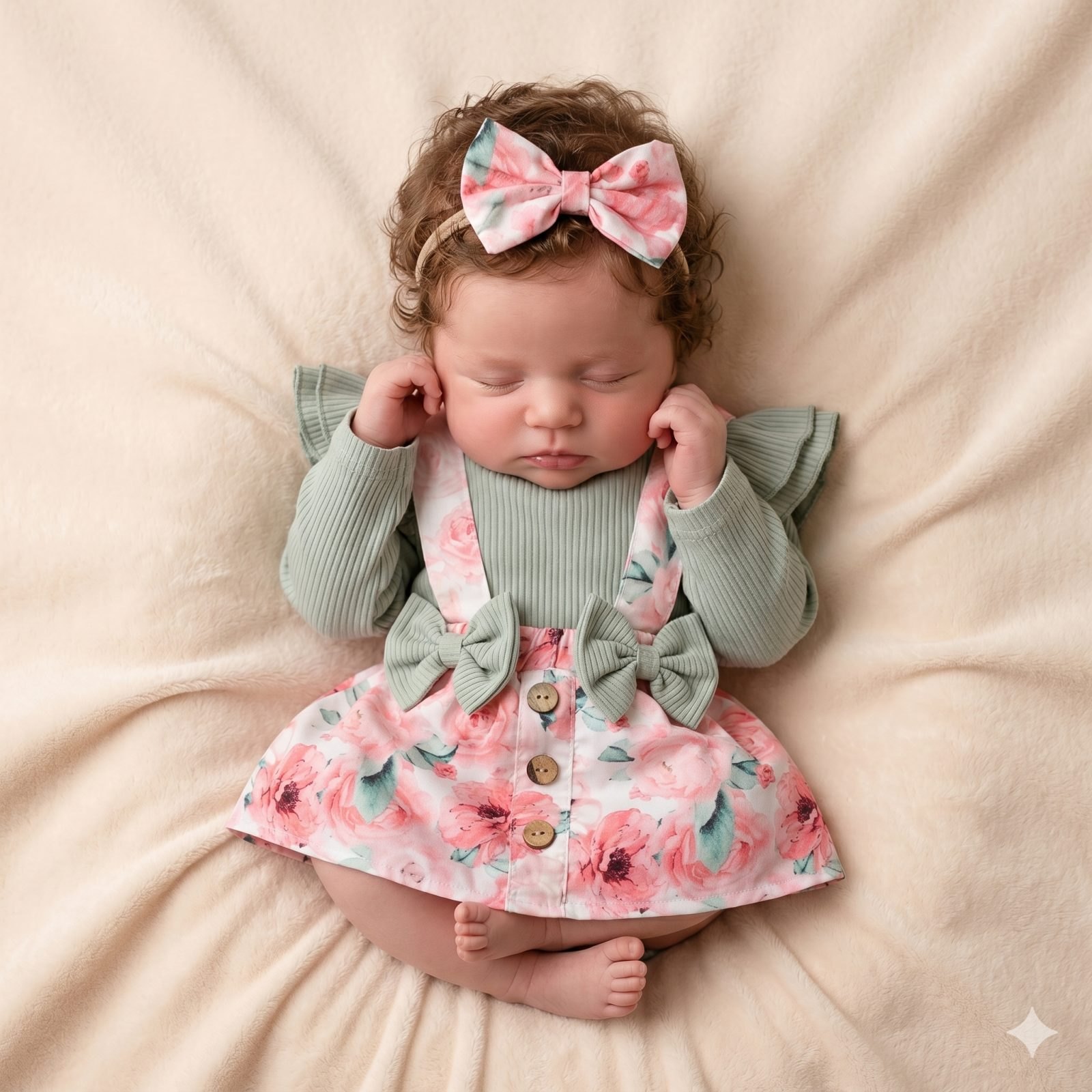 Vestido verde con rosas