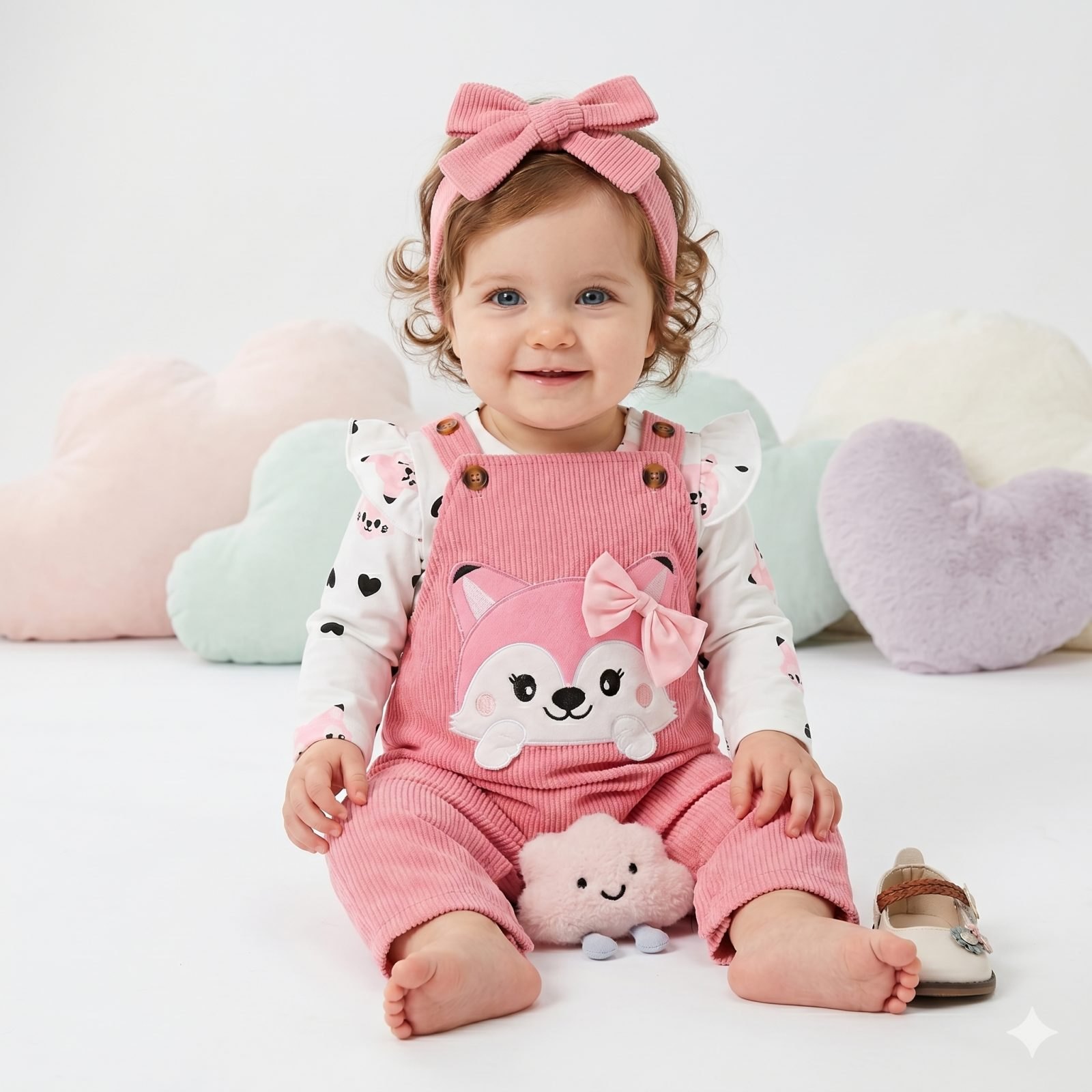 Conjunto Overol rosado zorrito