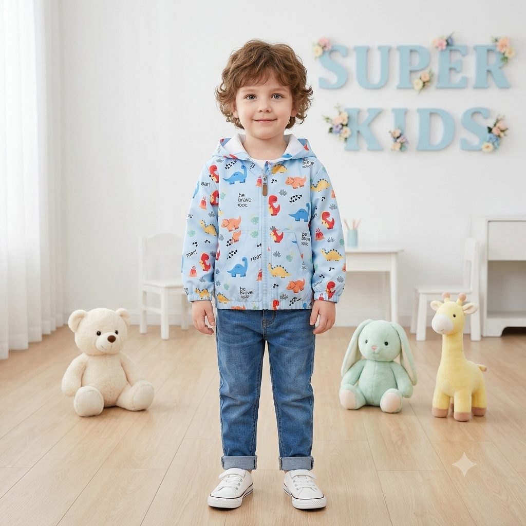 Chaqueta azul cielo dinosaurios - Camisas, Busos y Chaquetas. (foto 3)