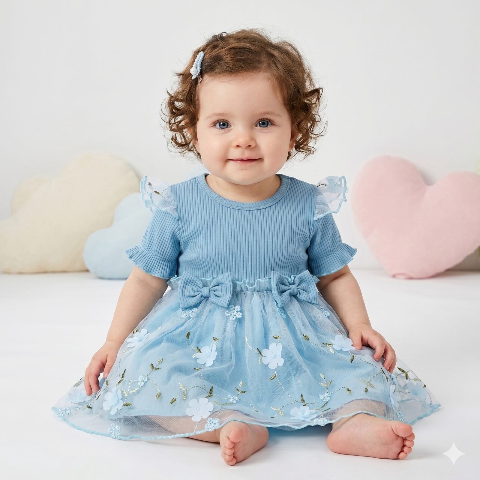Vestido azul claro algodón y tutu