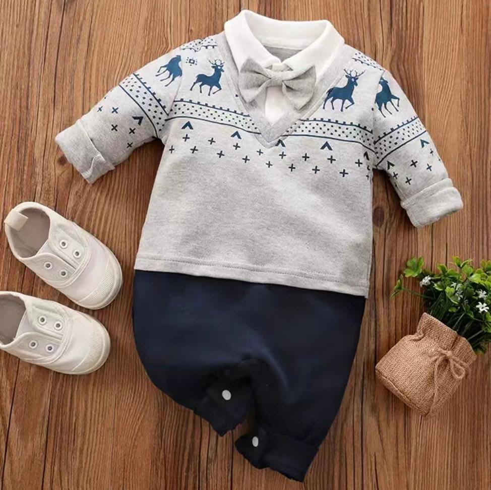 Mameluco gris/azul navidad - Mamelucos y Conjuntos Elegantes (foto 2)