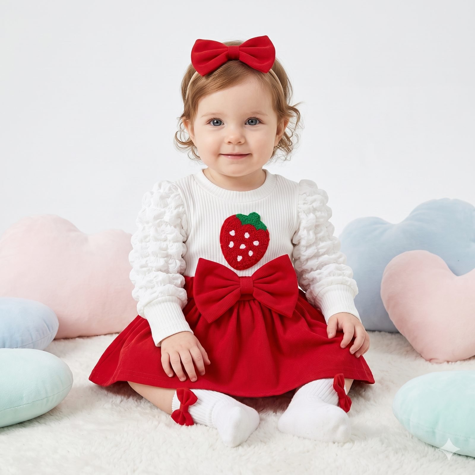 Conjunto blusa blanca corazon rojo - Conjuntos Falda