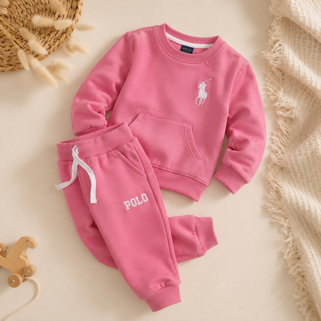 Sudadera polo con cuello redondo fucsia - Camisas, Busos y Chaquetas. (foto 2)