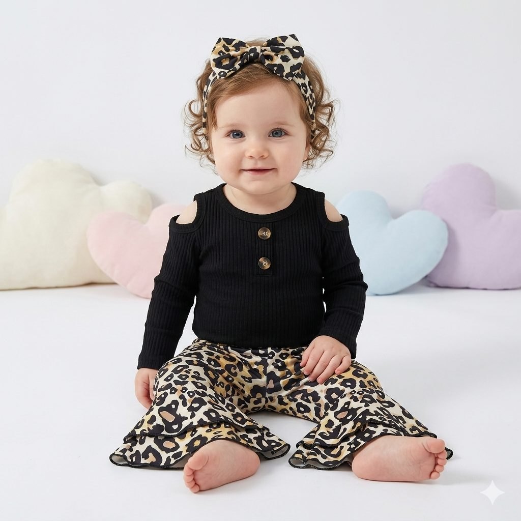 Conjunto negro/café animal print - Conjuntos pantalón