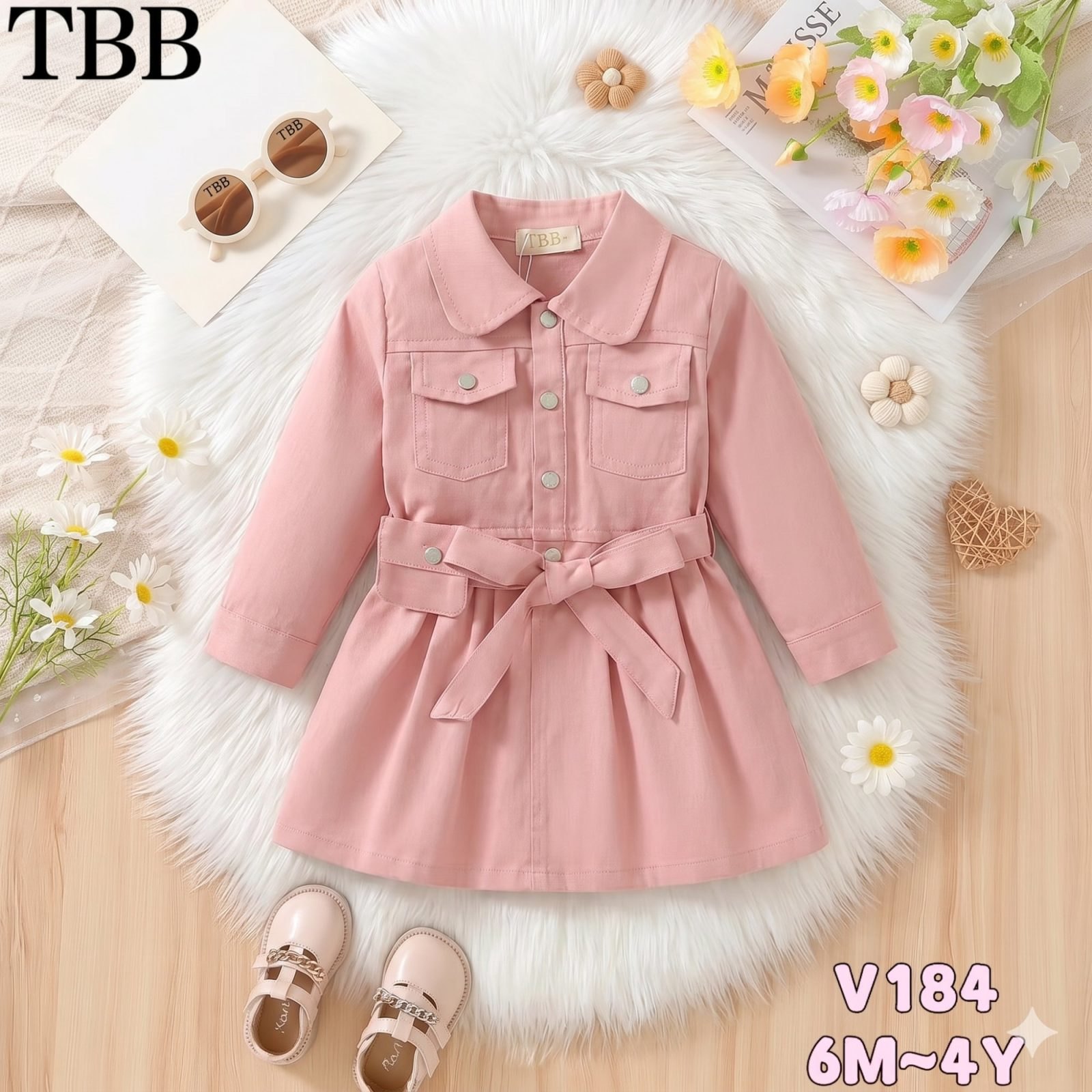 Vestido rosado manga larga - Vestidos (foto 3)