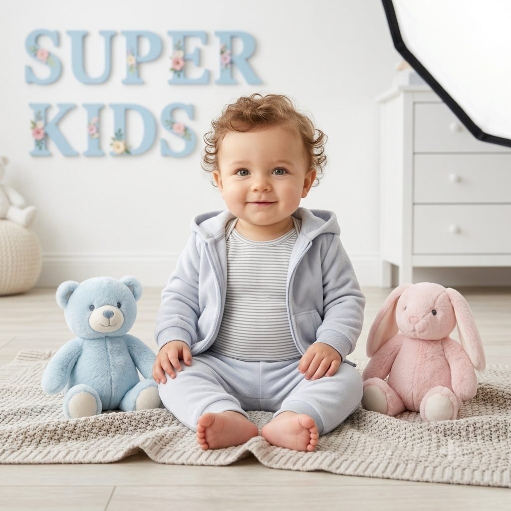 Conjunto de 3 piezas tipo oso azul claro