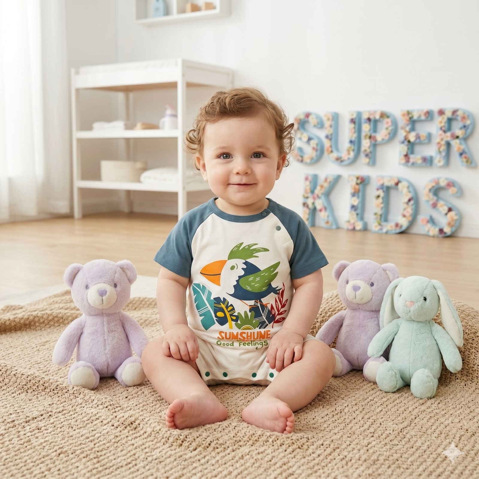 Mameluco Blanco/verde tucán - Mamelucos/Enterizos $25.000