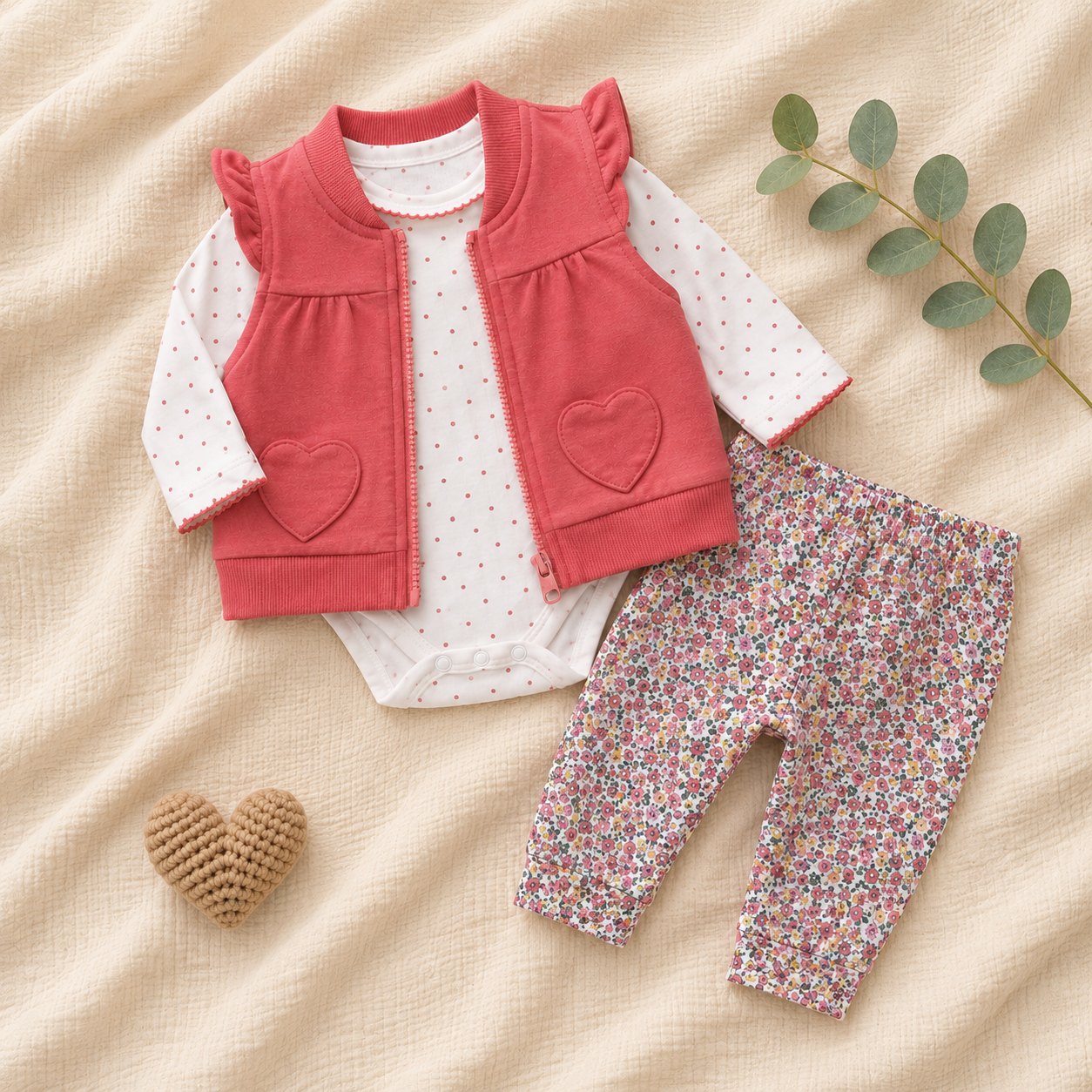 Conjunto Chaleco coral - Conjuntos Set x3 (foto 2)