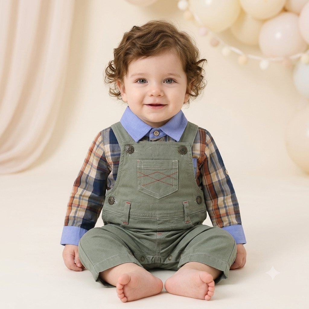 Conjunto Overol verde camisa