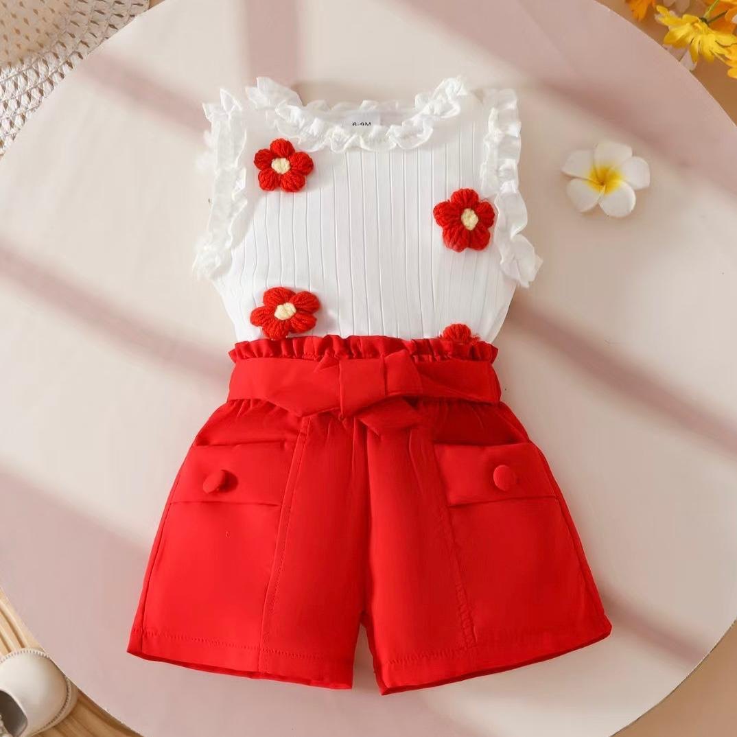 Conjunto short rojo blusa manga sisa. - Conjuntos Short (foto 4)