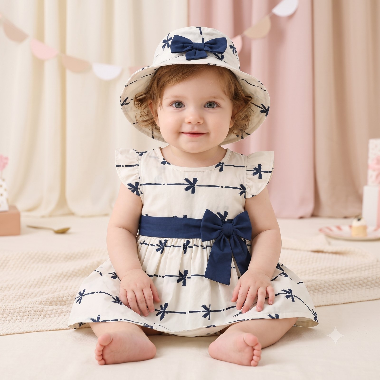 Vestido blanco/rayas azules - Vestidos Elegantes