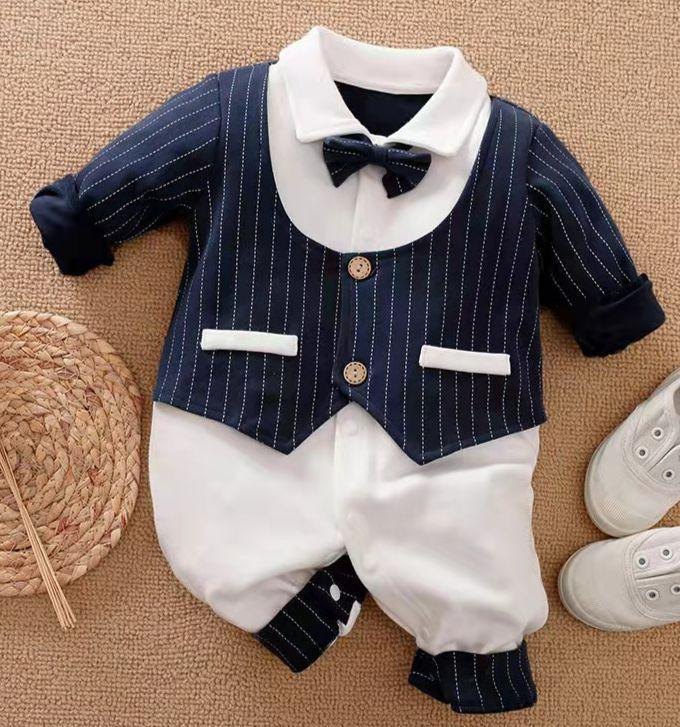 Mameluco blanco/azul chaleco - Mamelucos y Conjuntos Elegantes (foto 2)
