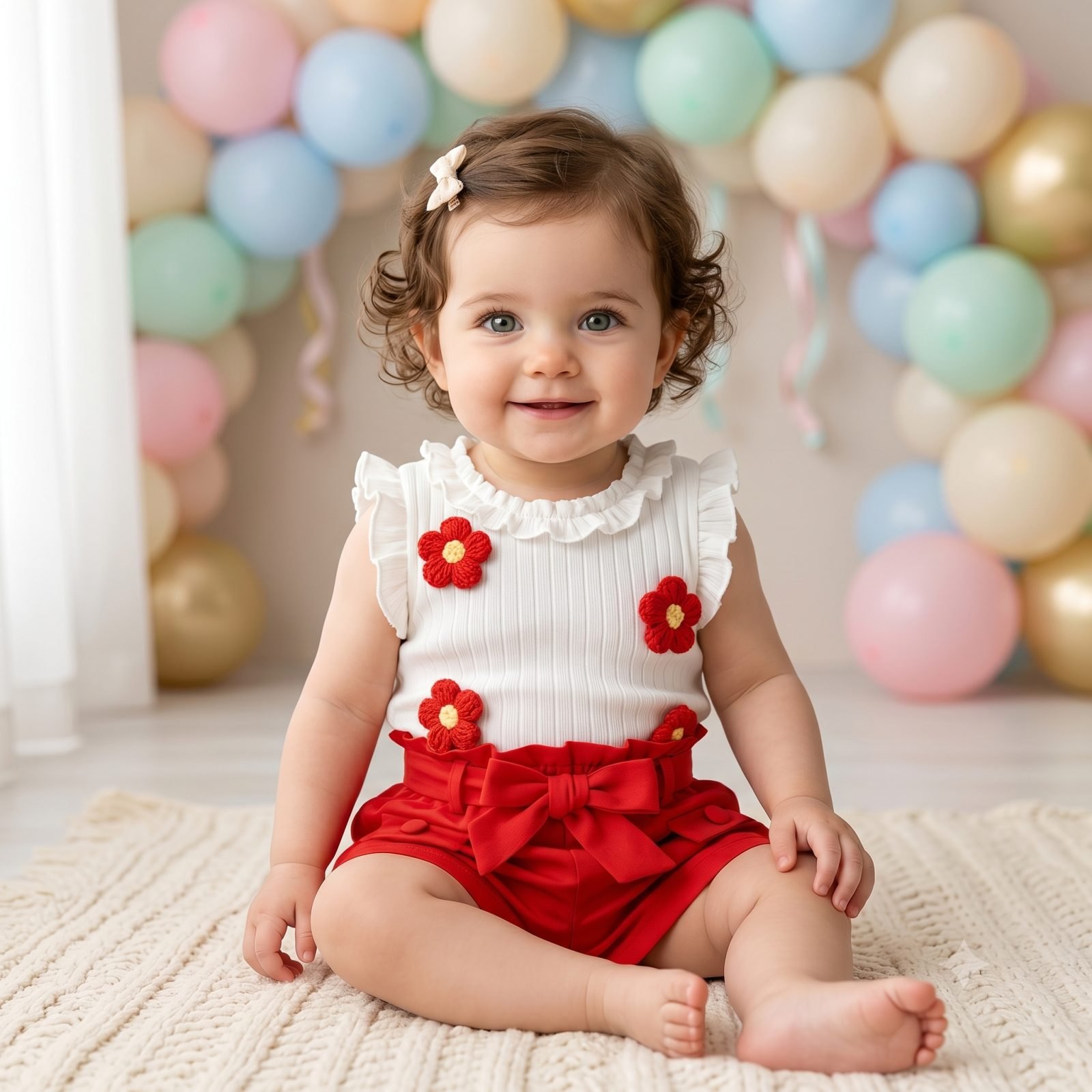 Conjunto short rojo blusa manga sisa. - Conjuntos Short (foto 3)