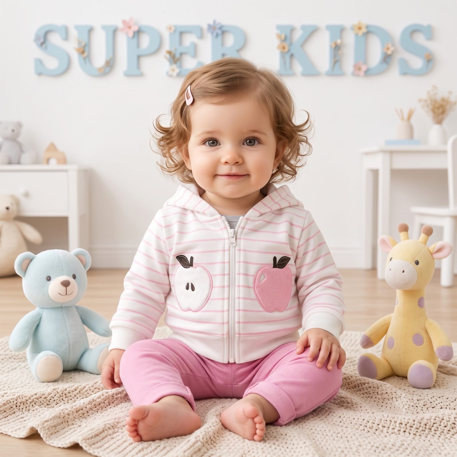 Conjunto busito rayas manzanas