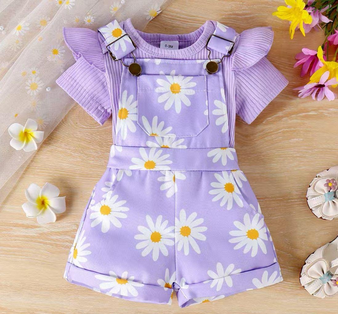 Conjunto overol lila margaritas - Conjuntos Short (foto 3)