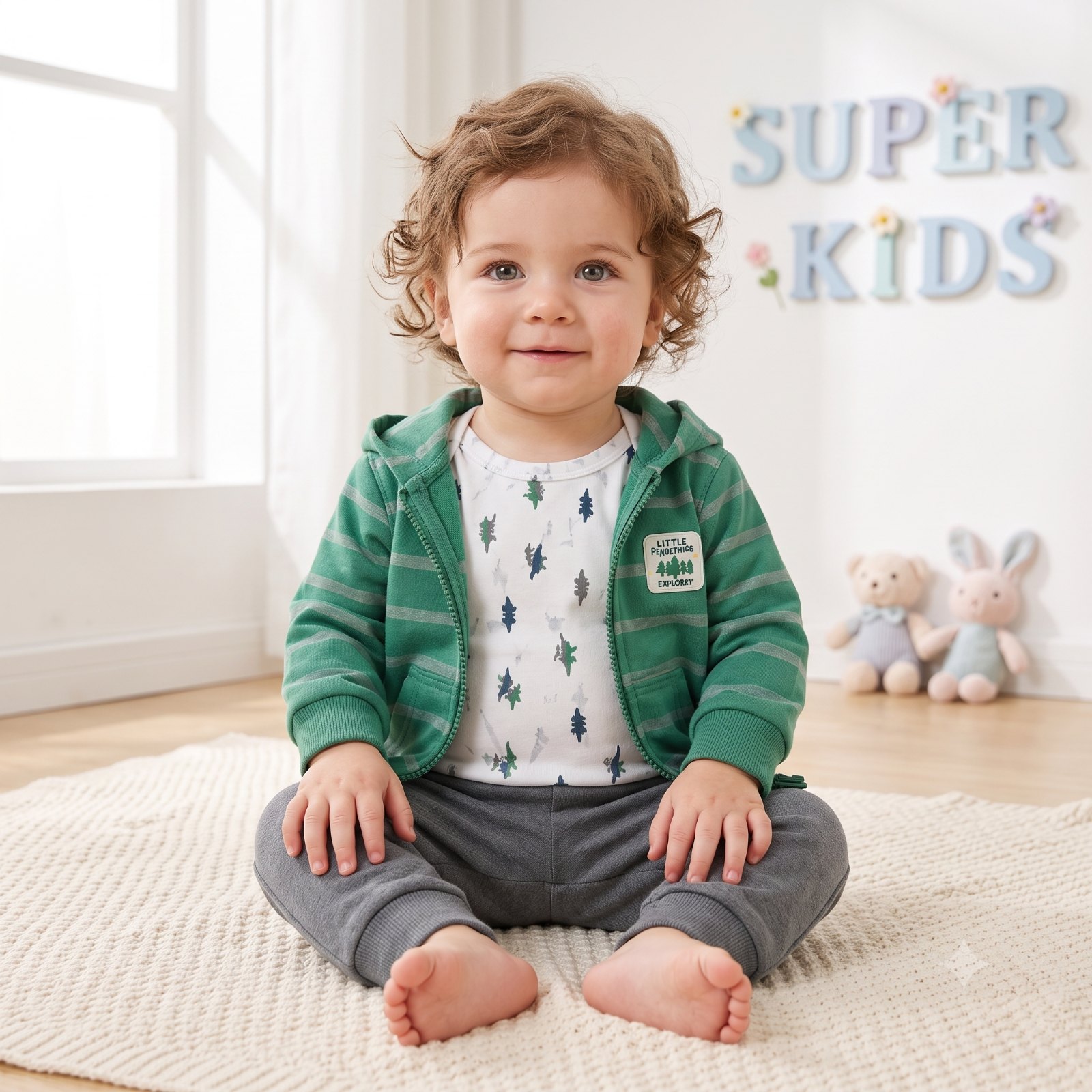 Conjunto chaqueta verde rayas