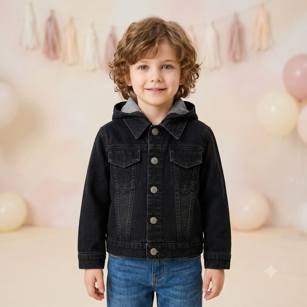 Chaqueta de jeans negra con capota - Chaquetas (foto 2)