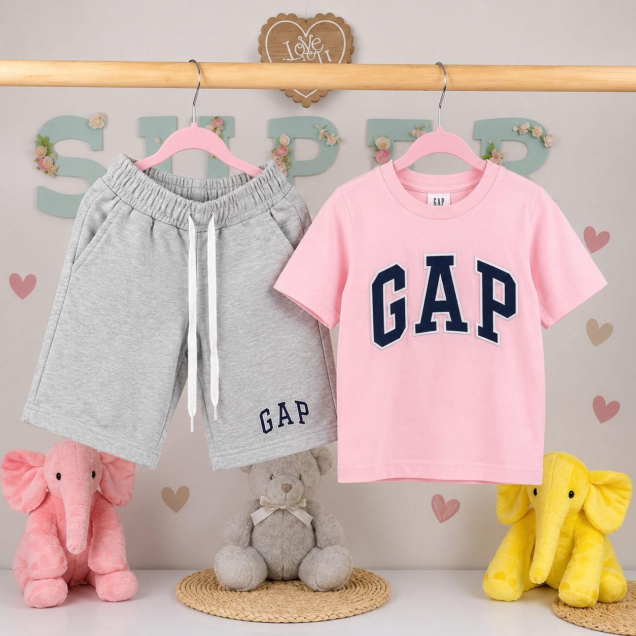 Conjunto GAP rosado gris short y buso - Conjuntos Set x3 (foto 3)