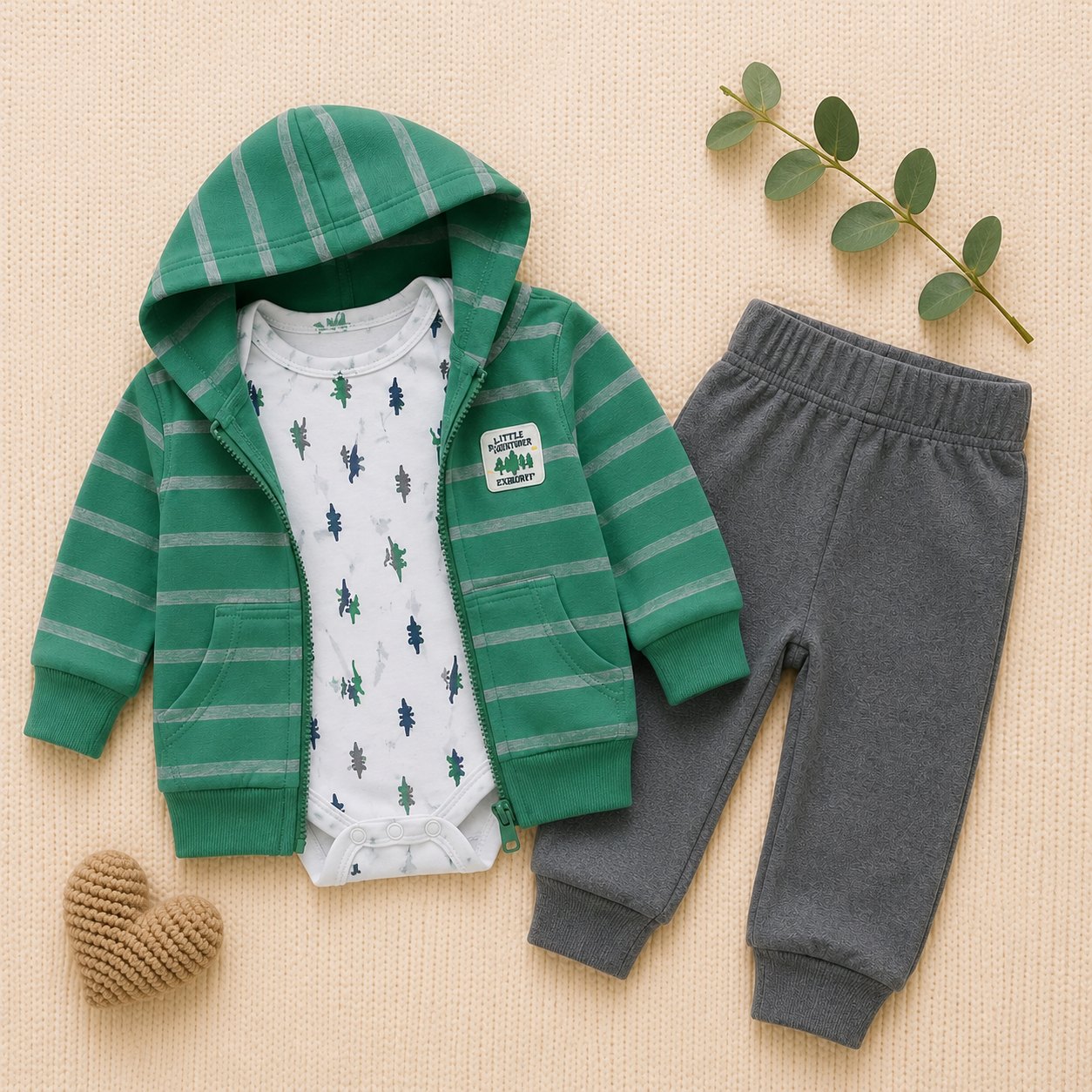 Conjunto chaqueta verde rayas - Conjuntos Set x3 (foto 2)