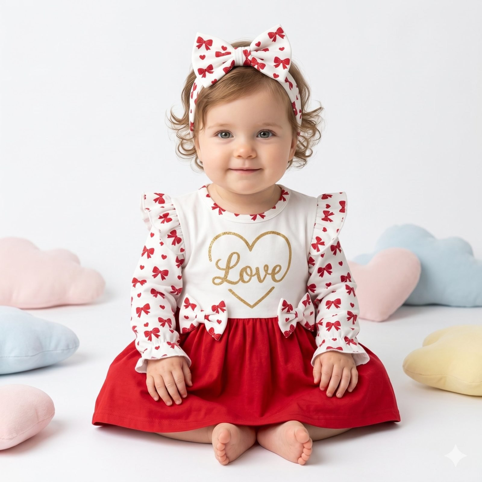 Vestido rojo/blanco corazón