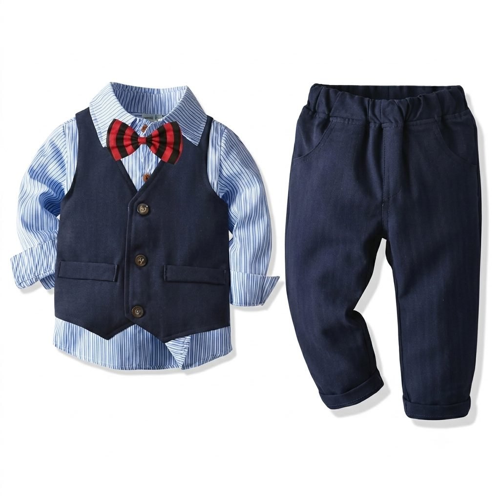 Conjunto azul chaleco - Mamelucos y Conjuntos Elegantes (foto 3)