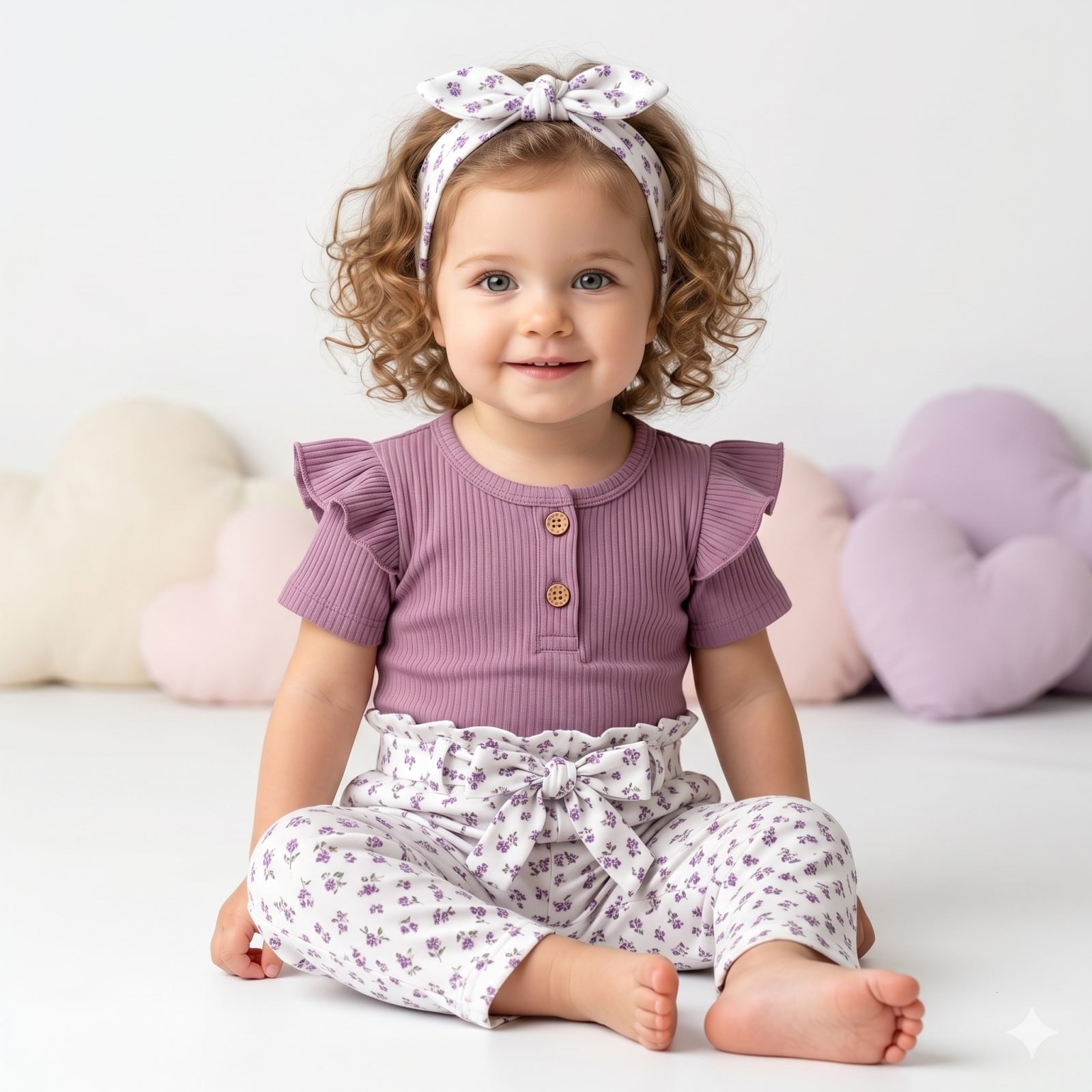 Conjunto lila pantalón flores