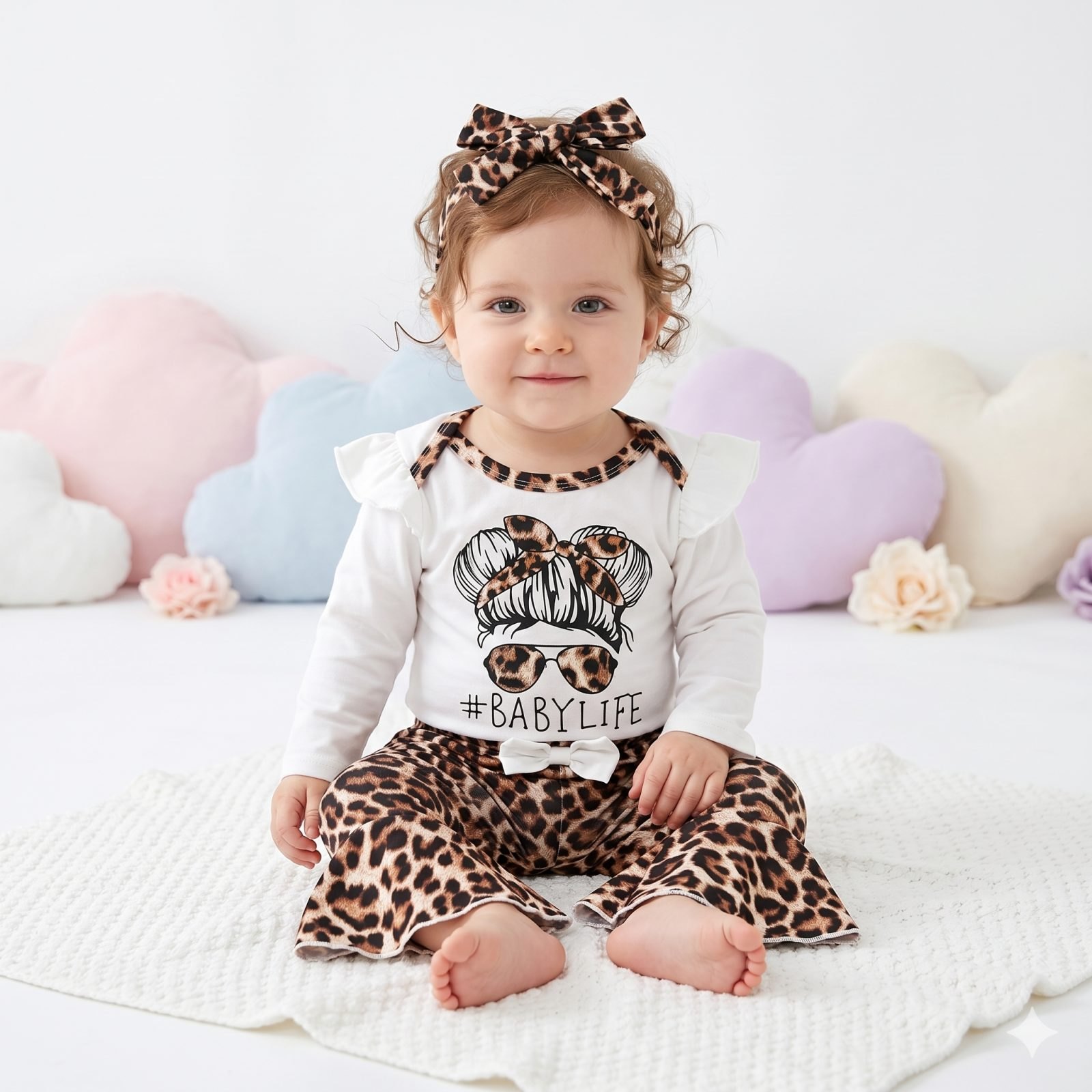 Conjunto blanco/café animal print - Conjuntos pantalón