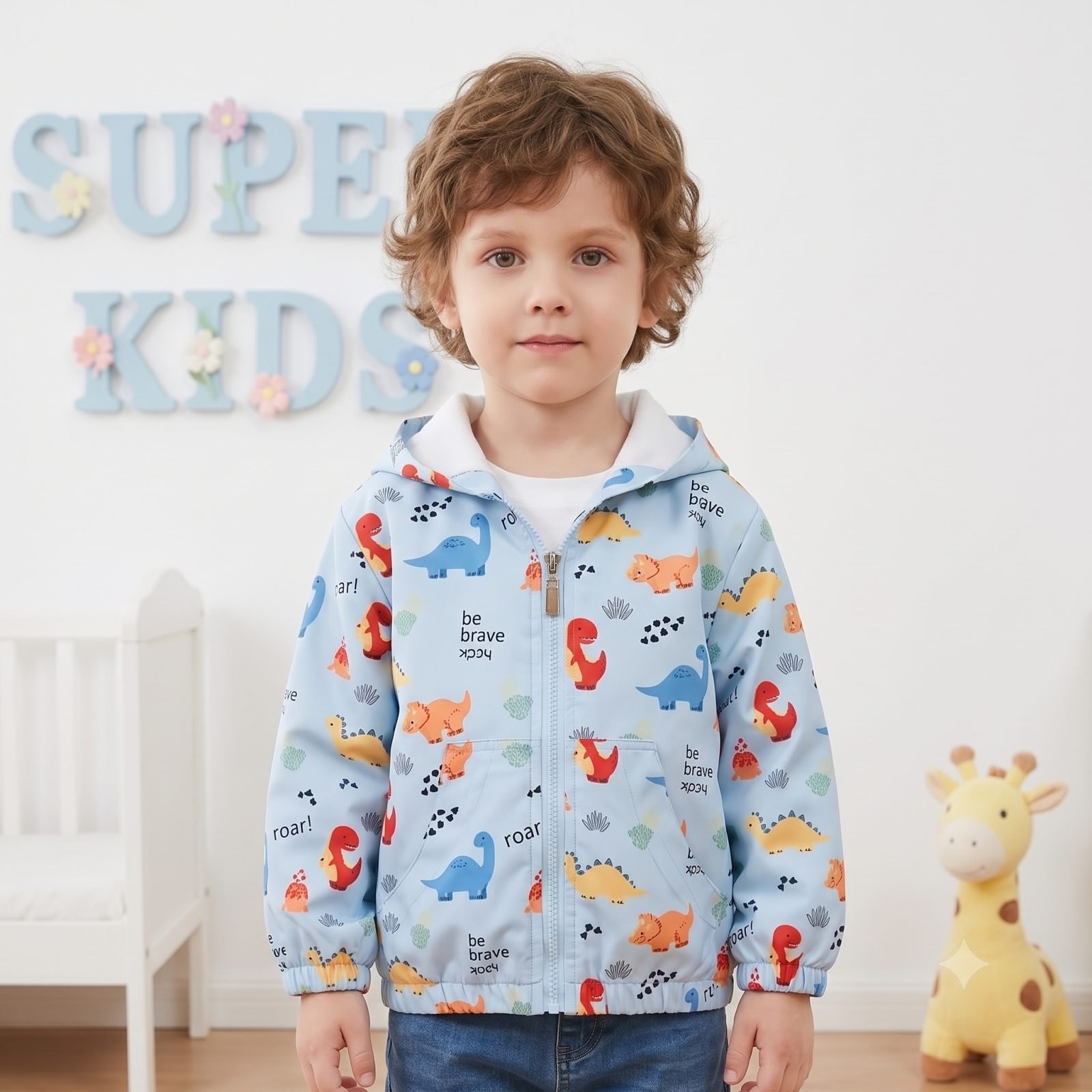 Chaqueta azul cielo dinosaurios - Camisas, Busos y Chaquetas.