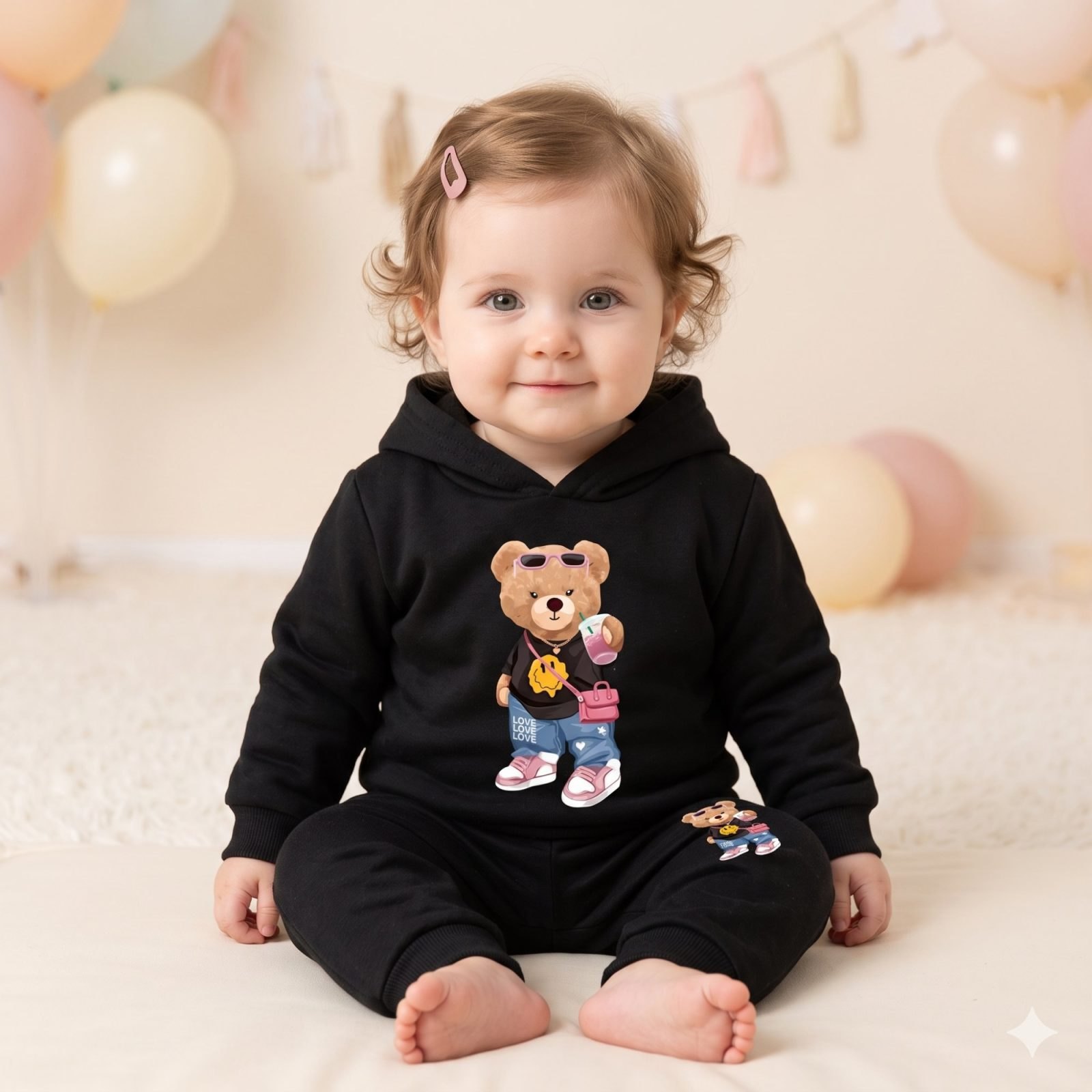 Conjunto Sudadera Negro Osita - Conjuntos pantalón (foto 2)