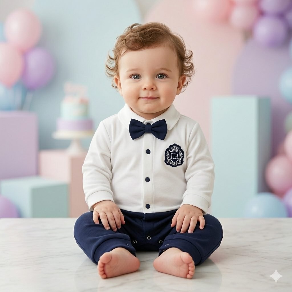 Mameluco blanco/azul - Mamelucos y Conjuntos Elegantes (foto 3)