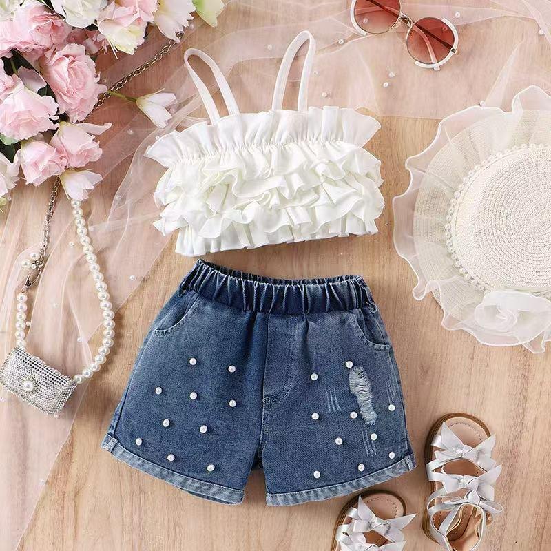 Conjunto short jeans blusa esqueleto blanca - Conjuntos Set x3 (foto 3)