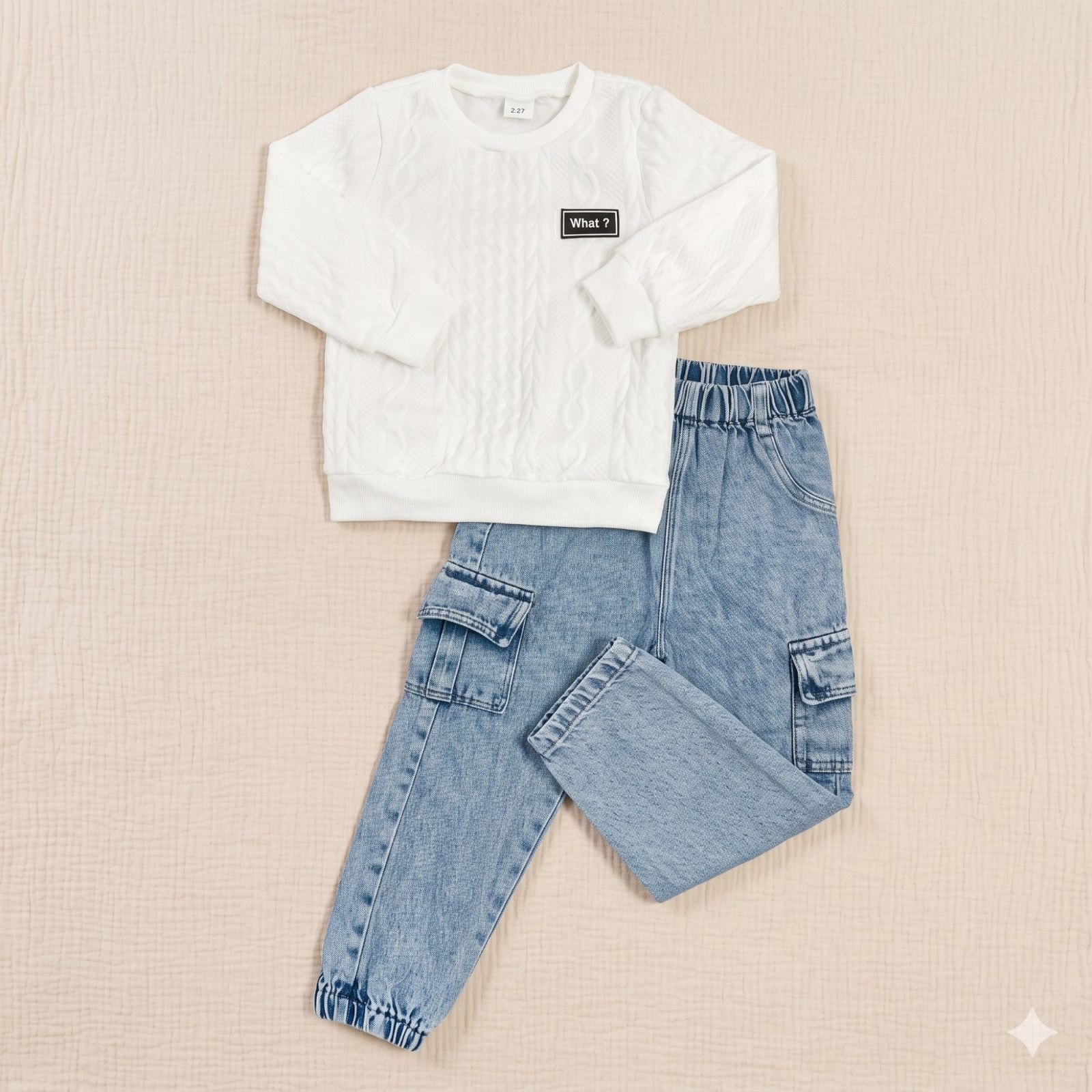 Conjunto Buso blanco jeans cargo - Conjuntos pantalón (foto 3)