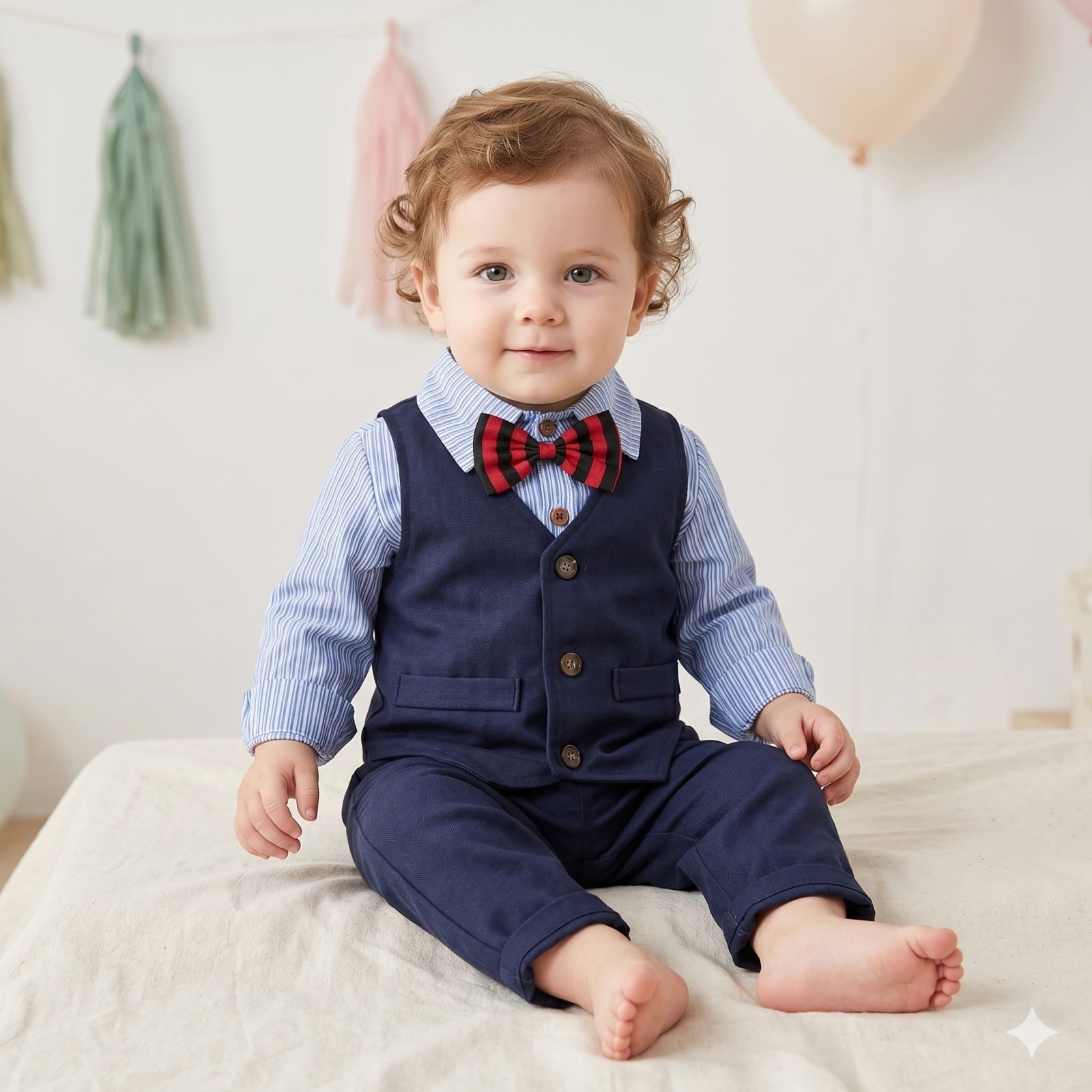 Conjunto azul chaleco - Mamelucos y Conjuntos Elegantes (foto 2)