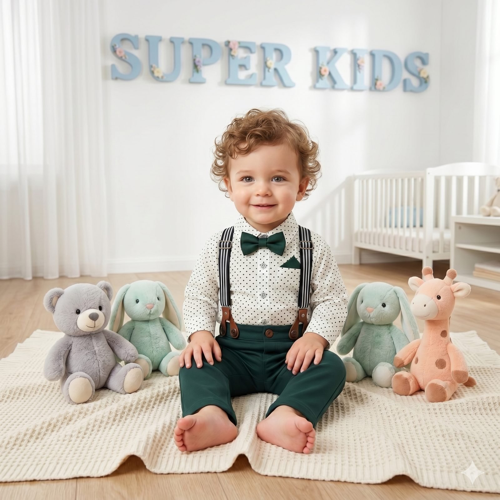 Conjunto verde tirantes - Mamelucos y Conjuntos Elegantes