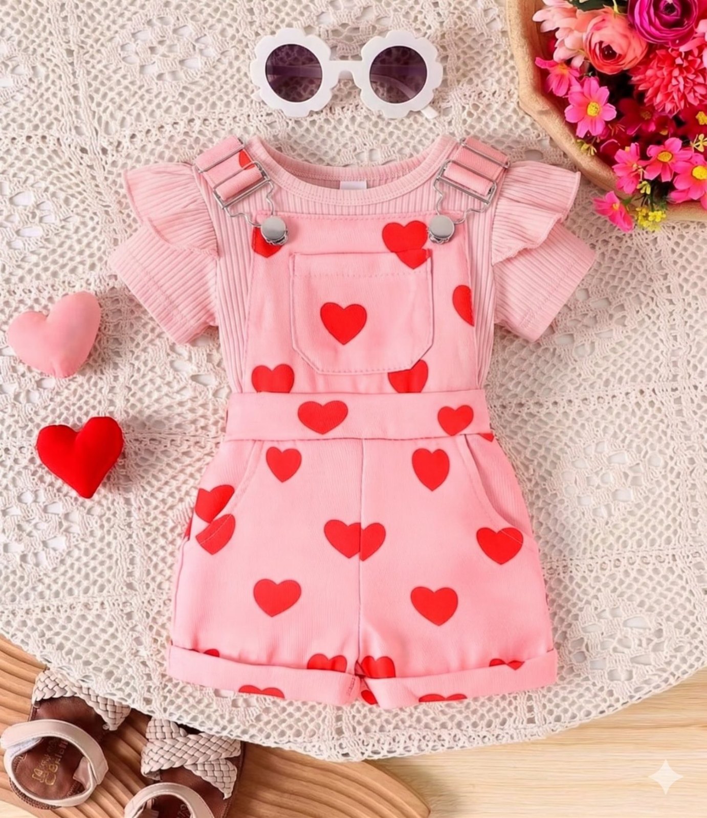Conjunto overol corazones - Conjuntos Short (foto 4)