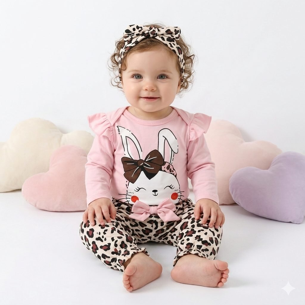 Conjunto rosado animal print conejita
