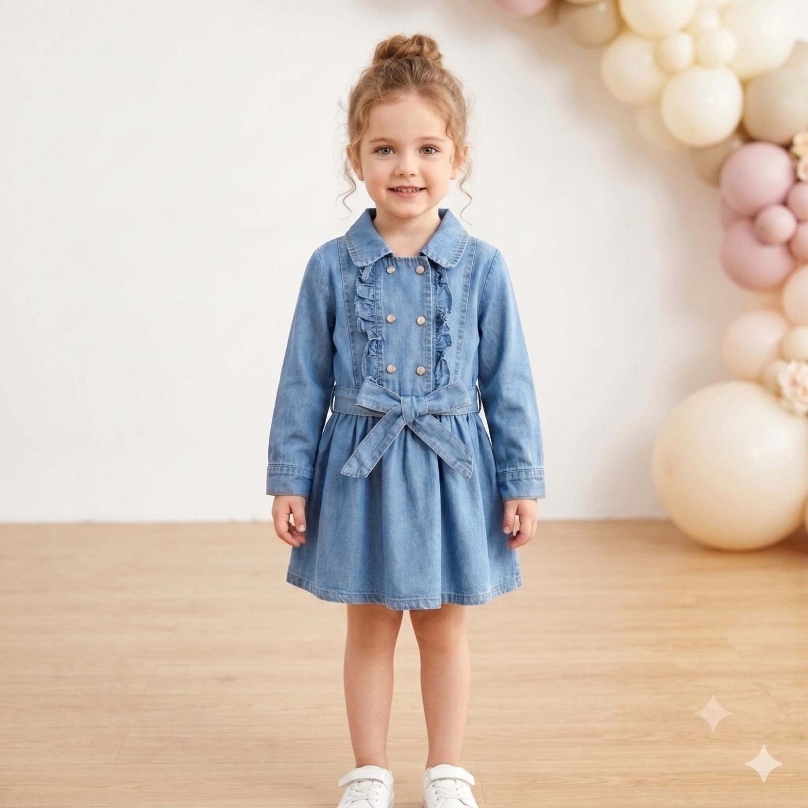 Vestido jeans azul manga larga - Vestidos (foto 2)