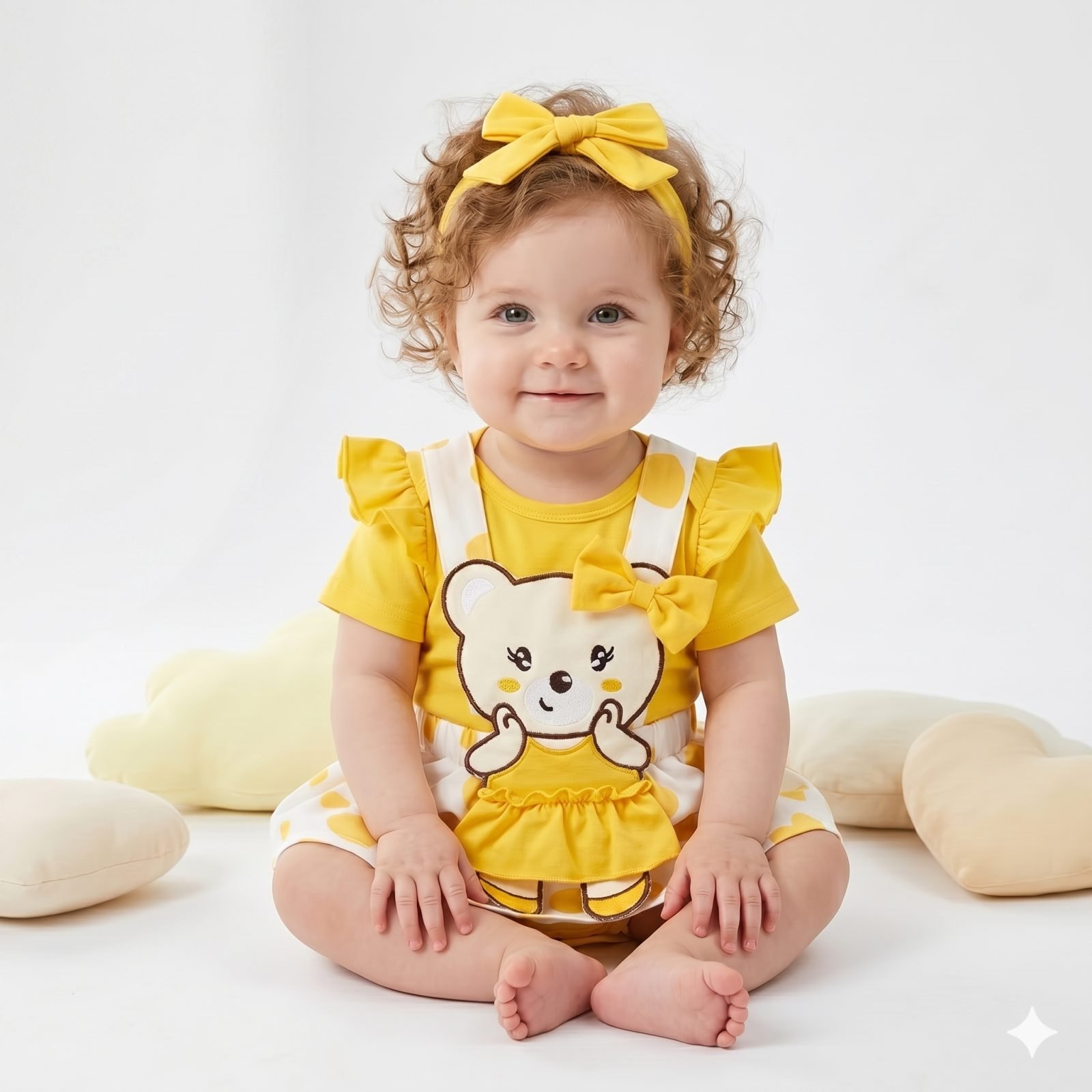 Vestido amarillo/blanco osita