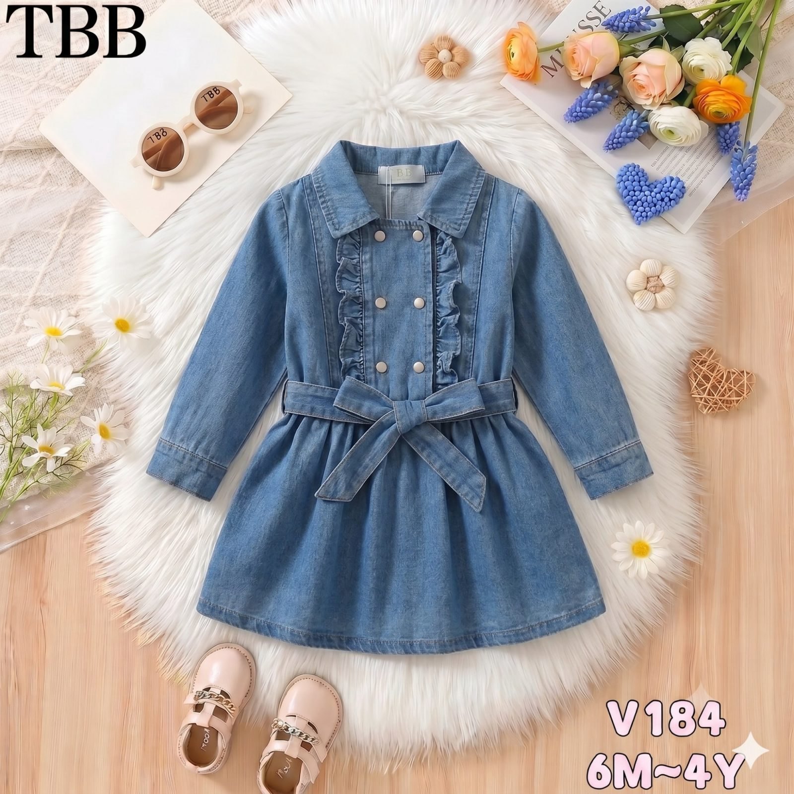 Vestido jeans azul manga larga - Vestidos (foto 3)