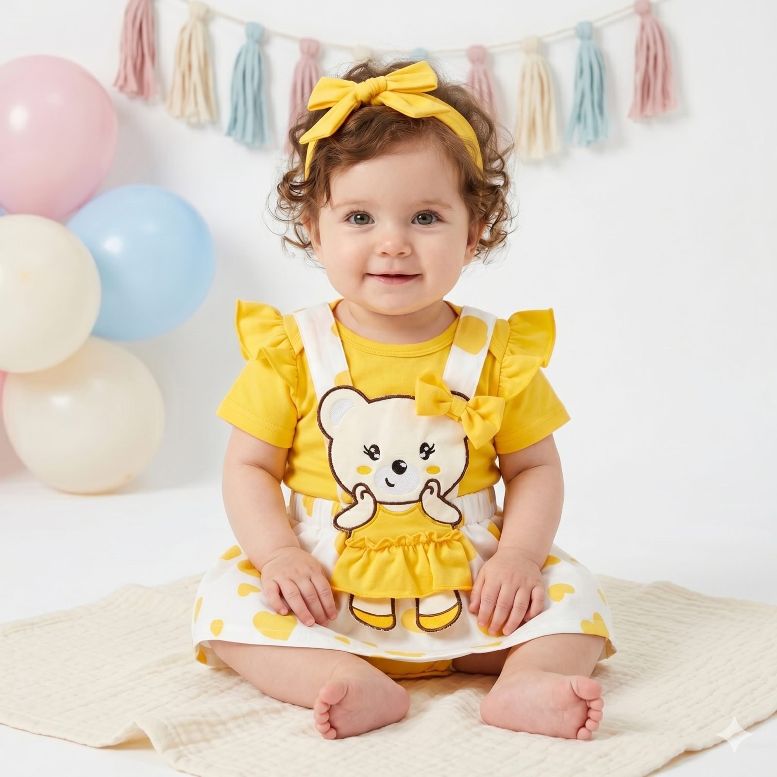 Vestido amarillo/blanco osita - Vestidos (foto 3)