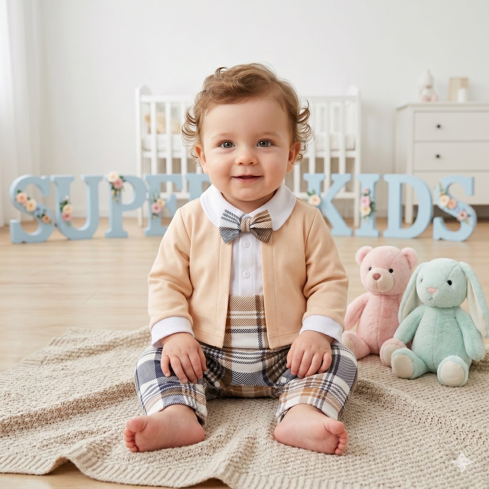 Mameluco Beige/blanco chaleco - Mamelucos y Conjuntos Elegantes