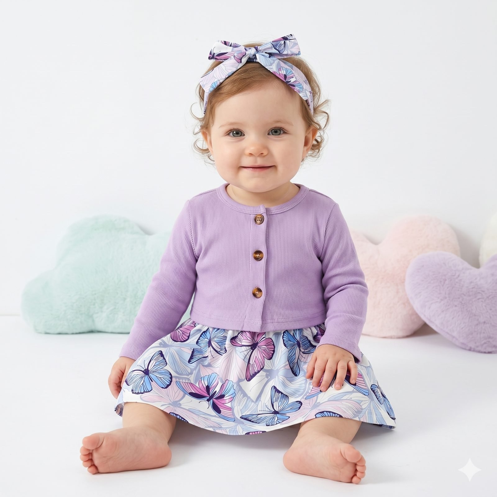 Vestido saco manga larga lila